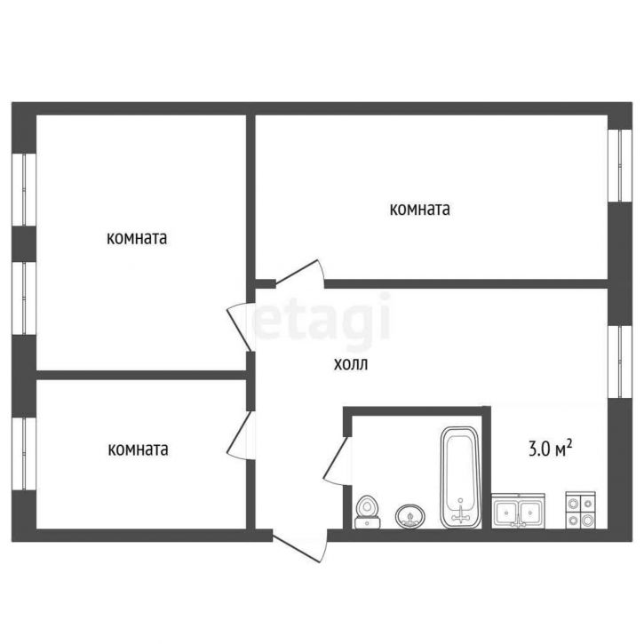 3-комн квартира улица Ленина