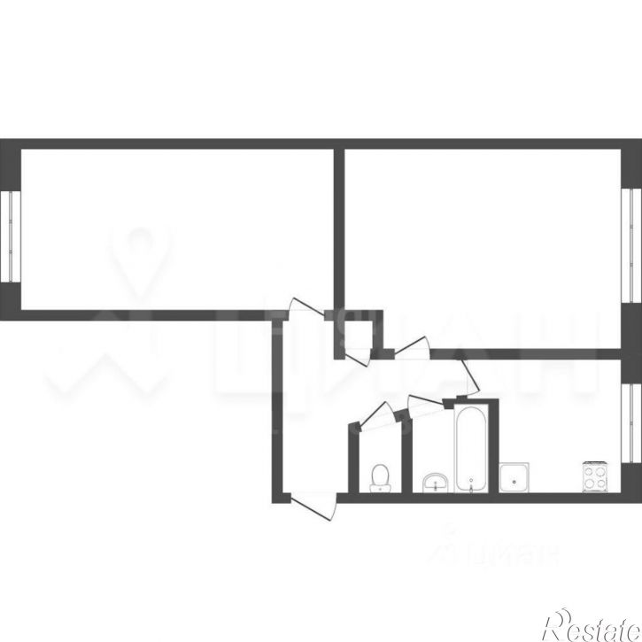 2-комн квартира ул Репина, 19,  д. 19